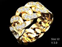 Chain ring - Miami Cuban ring - Link ring - Size 12 | 3D