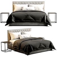 ADLER FABRIC DIAMOND-TUFTED BED WITH NAILHEADS