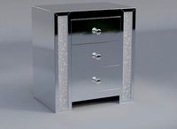 3-Drawer Faux Crystals Inlay Mirrored Silver Nightstand
