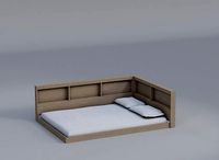 Platform Style Wooden Bed Frame with Side Rail Storage Bookcase