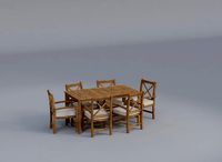 Modern Farmhouse Acacia Wood 7-Piece Outdoor Dining Set