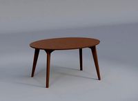 Round Mid century modern Dining Table Dark Walnut Brown