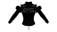 Black Long Sleeves Punk Rave Blouse Top Corset