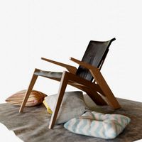 Modern Armchair with rug and pillows