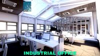 industrial office on attic with skylights scene lumion - low poly