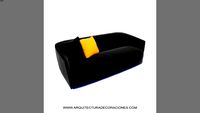 SILLON NEGRO CON ALMOHADA AMARRILLA