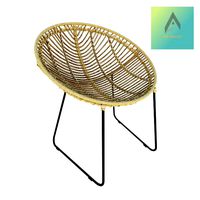 stainless stell chair with woven bamboo