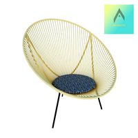 stainless stell chair with woven bamboo