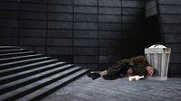 homeless alcoholic pose