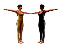 3d realistic womans with overalls clothing