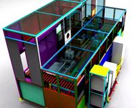 arc welding workstation with dual robots and double clamps
