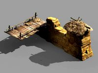 axe gang-thatched house-wooden bridge 09
