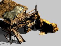 axe gang-rag-canopy-wooden ladder