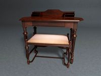 Victorian Table with Piano Bench 3D Model