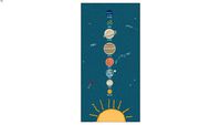 Tapete Playmat Sistema Solar Azul Retangular de Borracha Uauá Baby