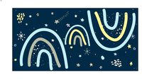 Tapete Arco-íris Night Blue Fundo Marinho Retangular de Borracha Uauá Baby