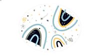 Tapete Arco-íris Night Blue Fundo Branco Oval de Borracha Uauá Baby