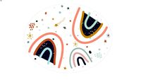 Tapete Arco-íris Magic Fundo Branco Oval de Borracha Uauá Baby