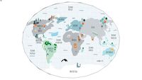 Tapete Mapa Mundi Cinza e Branco Oval Uauá Baby