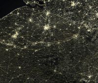 Belgium - impression of night satellite view of entire countr