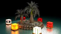 Chinese water lantern with Hawaii coconut tree