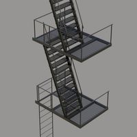 Fire Escape Stair 3D Model