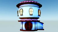 House Carton Round Low poly Style Low-poly 3D model