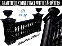 Dark marble fence balasins and columns