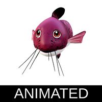 Black Eel tail Cat Fish Cartoon Style Animated