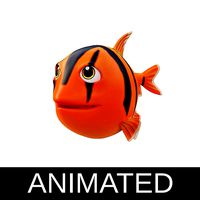 Scissortail Sergeant Fish Cartoon Style Animated