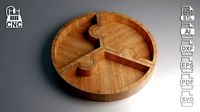Round Shaped Puzzle Tray 3 pieces - 3D STL and vector files