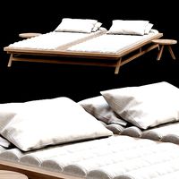 Double wooden outdoor chaise lounge S19