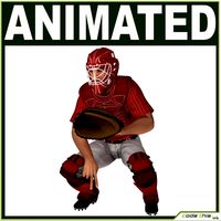 White Baseball Player Hipoly CATCHER 3D Model