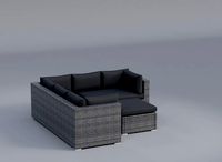 Modern Grey Faux Rattan 4-Piece Outdoor Sectional Set
