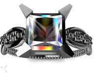 milgrain princess cut engagement ring stl verified  | 3D