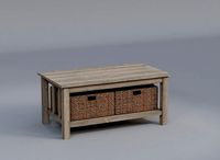 Mission Style Storage Coffee Table with 2 Woven Baskets