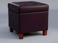 Leather Rectangular Storage Bench Ottoman Footstool
