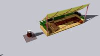 parklet com cobertura com lixeira
