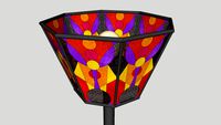 Torchiere Floor Lamp with Stained Glass (Warm Colors)