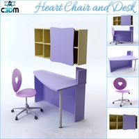Heart ChairDeskShelving 3D Model