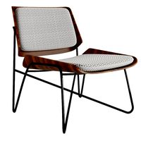 Wooden lounge chair with metal legs