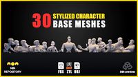 30 Stylized Character Base MeshesVOL 1