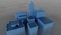 6 low poly skyscrapers
