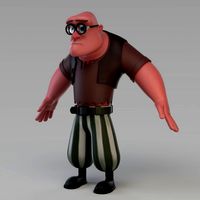 cartoon poor big man