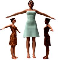 3d realistic female with clothing