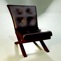 leather armchair with wooden legs