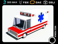 cartoon low poly ambulance