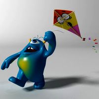 cartoon blue monster rigged