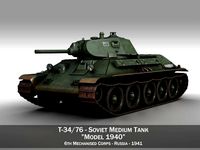 t-34-76 - model 1940 -soviet medium tank - 6mc