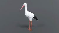low poly cartoon stork